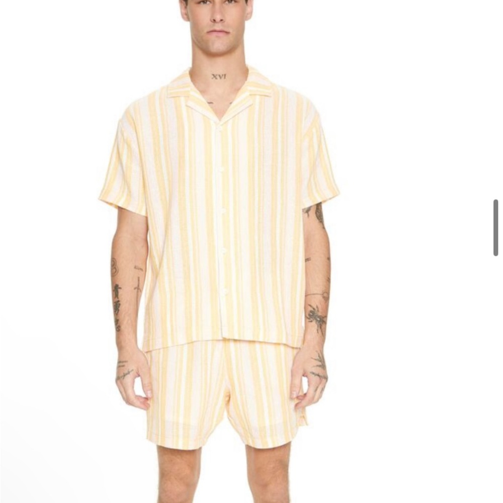Men's Striped Shorts Set - Yellow Stripe